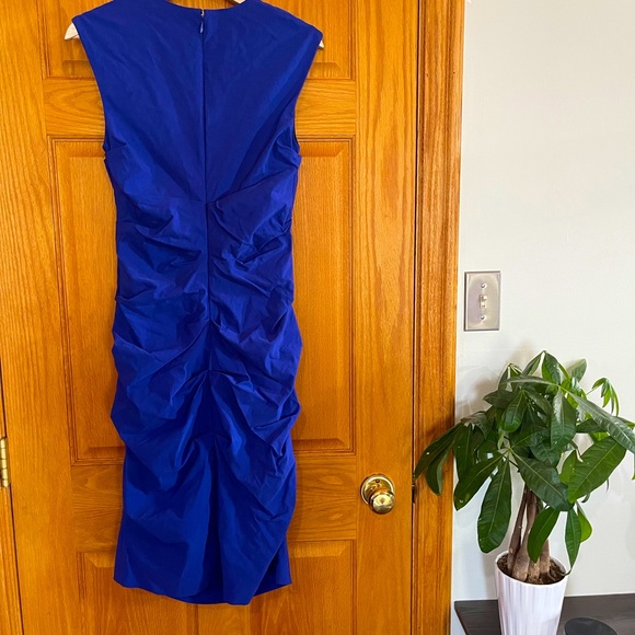 Le  Chateau Royal Blue ruched cocktail Dress - Picture 3 of 4